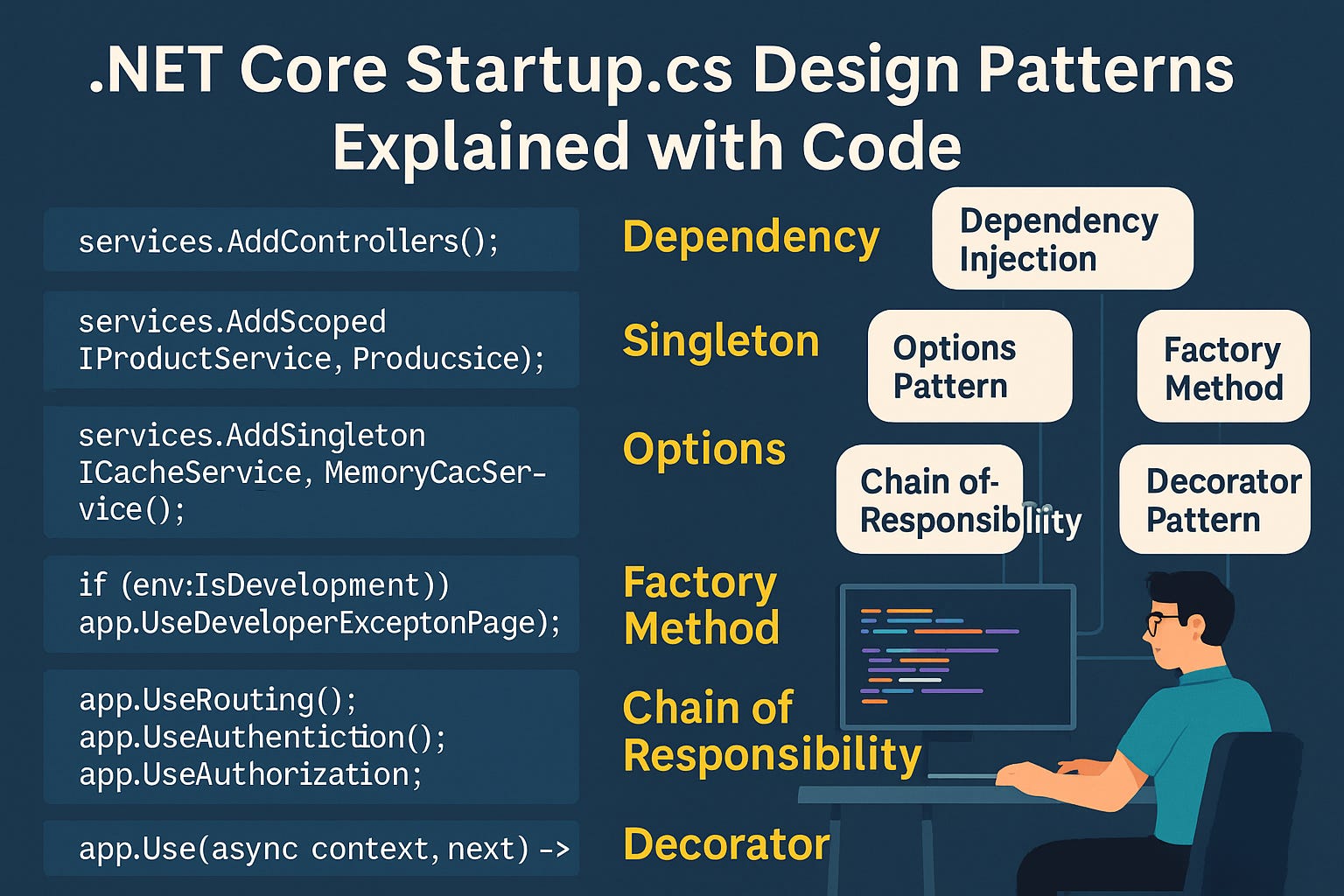 Design Patterns Hidden in Startup.cs — A .NET Core Developer’s Guide