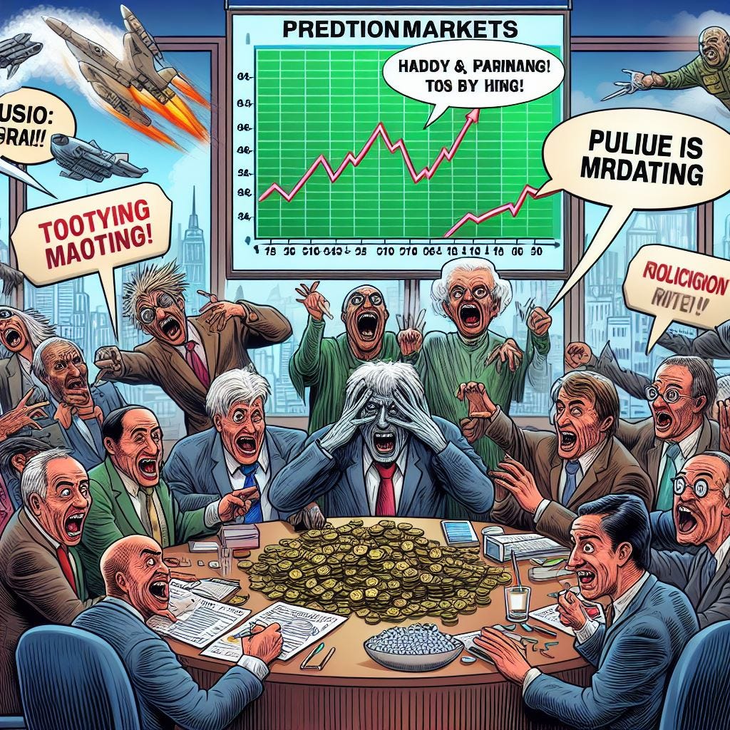 comical image of prediction markets involving futuracy and policy making