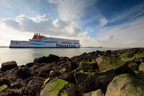 ferry of stena line leaving the port of rotterdam - stena ferry stock pictures, royalty-free photos & images