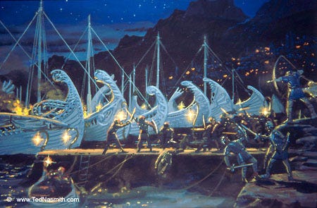 The Kinslaying of Alqualondë - Ted Nasmith