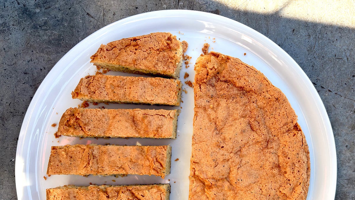 Olive oil, drizzled on top and baked inside this fabulous cake