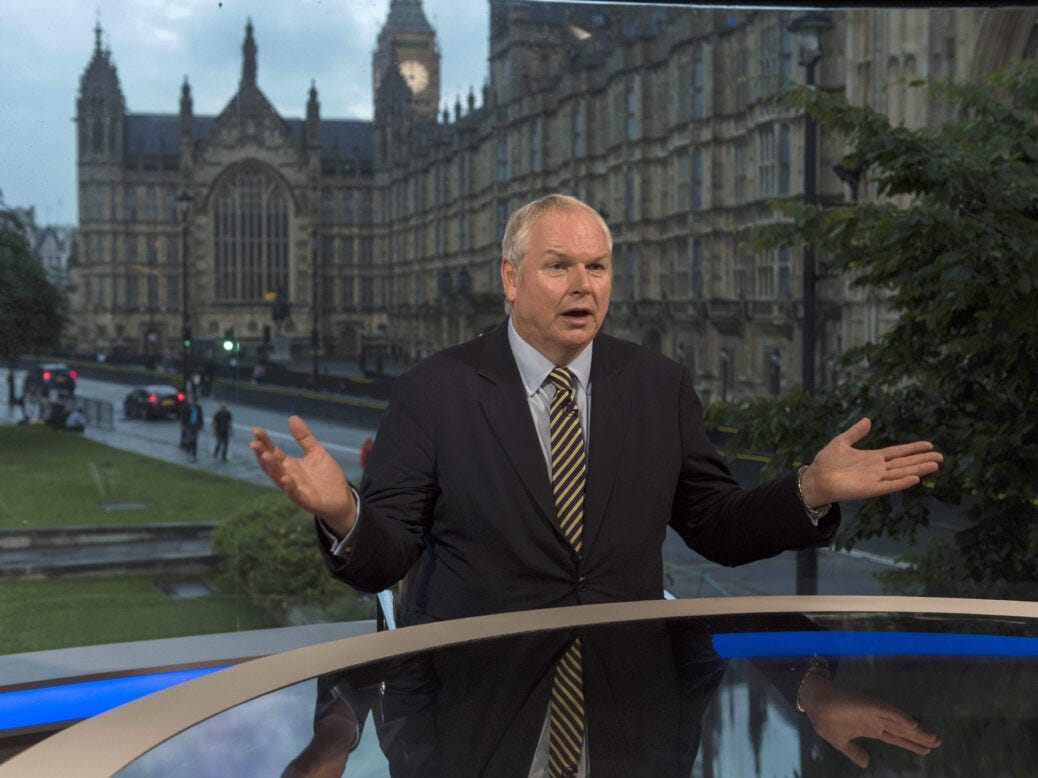 Sky News presenter Adam Boulton makes fun of TV guestâ?Ts east London accent