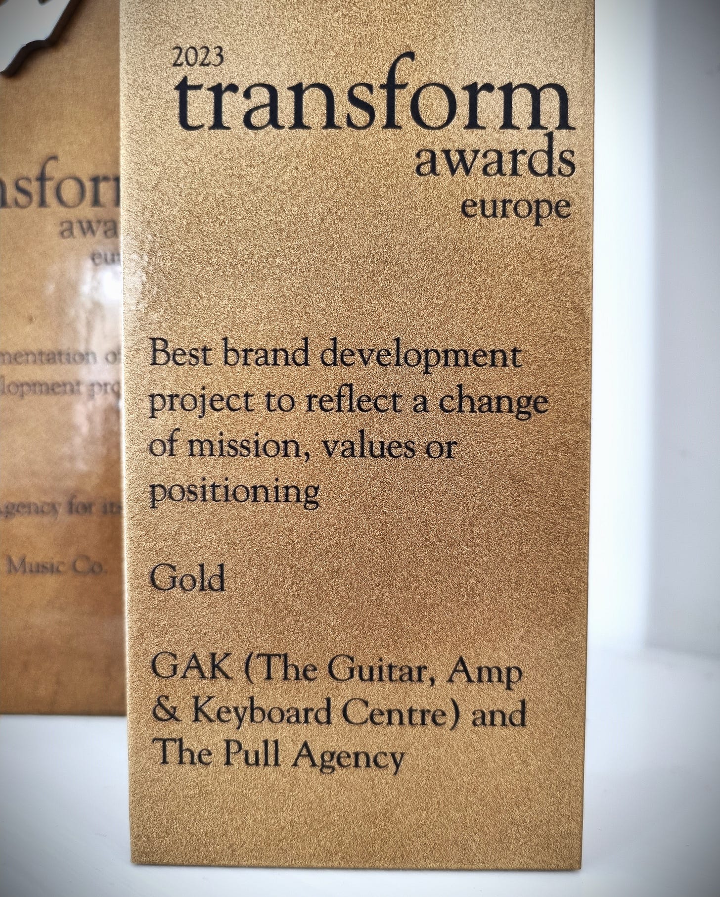 GAK Transform Awards Gold Pull Agency