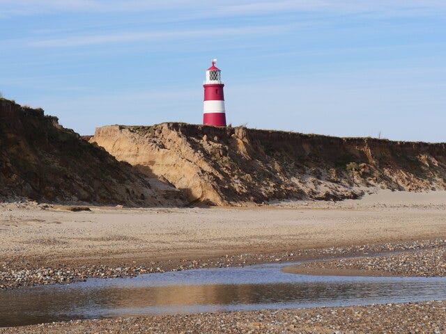 Happisburgh lighthouse seen from beach