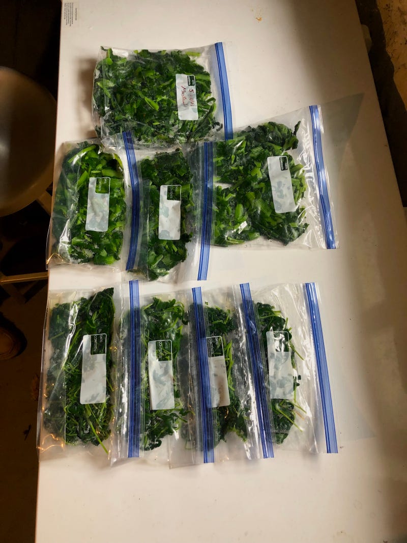 Greens for Freezing