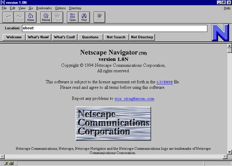 Netscape Navigator 1.0 in 1994 - Web Design Museum