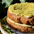 The best gluten-free carrot cake with a creamy pistachio icing