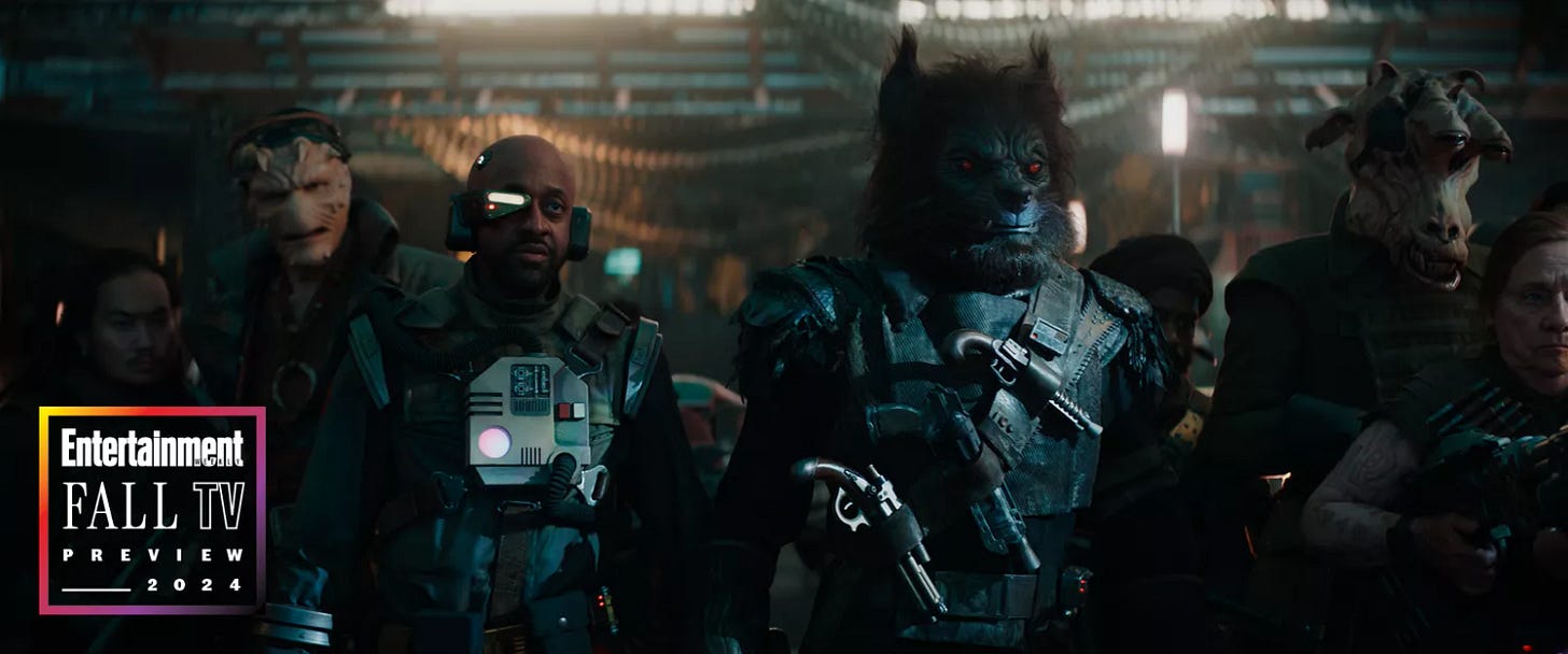 Vane (Marti Matulis), Gunter (Jaleel White), Brutus (Fred Tatasciore, performance artist: Stephen Oyoung), Pax (performance artist: Mike Estes), and Chaelt (Dale Soules) in'Star Wars: Skeleton Crew' Vane (Marti Matulis), Gunter (Jaleel White), Brutus (Fred Tatasciore, performance artist: Stephen Oyoung), Pax (performance artist: Mike Estes), and Chaelt (Dale Soules) in'Star Wars: Skeleton Crew'