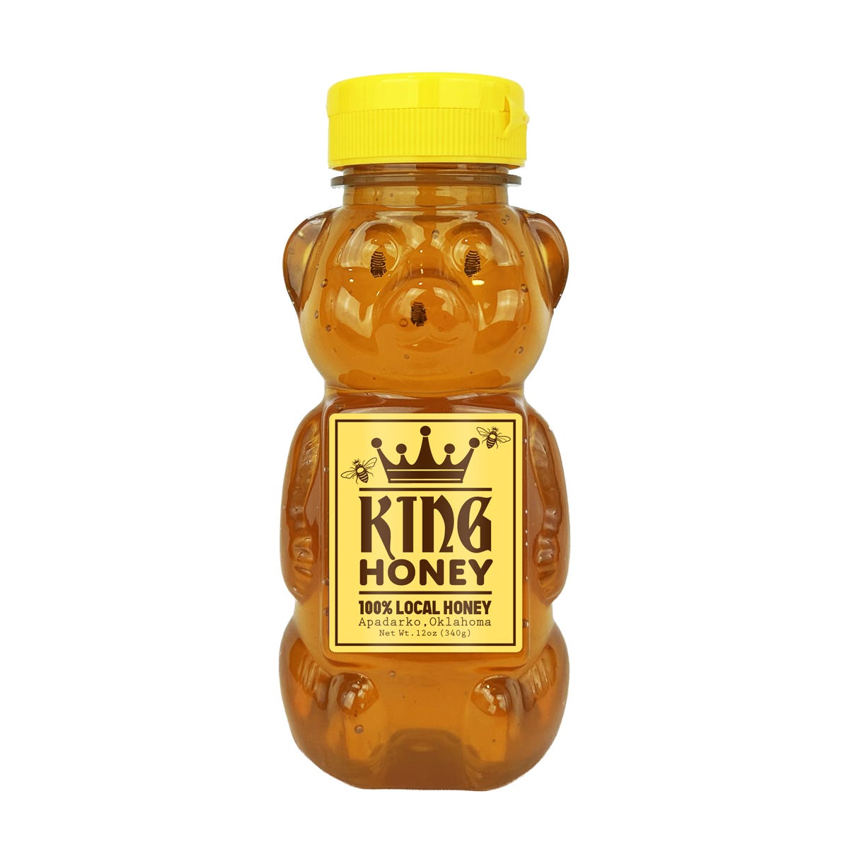 Front side view of King Honey 12oz Honey Bear Front side view of King Honey 12oz Honey Bear