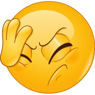 This may contain: an emoticive yellow smiley face with eyes closed and hands on the cheeks,