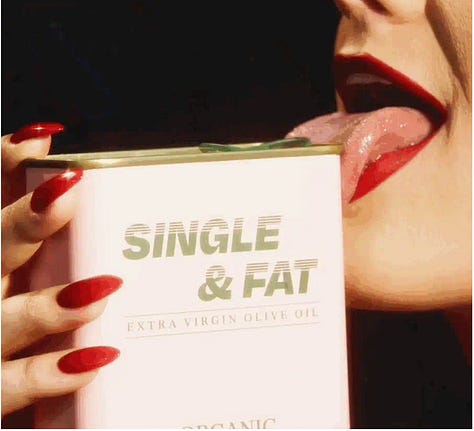 tongue in cheek sexualized imagery from Single & Fat