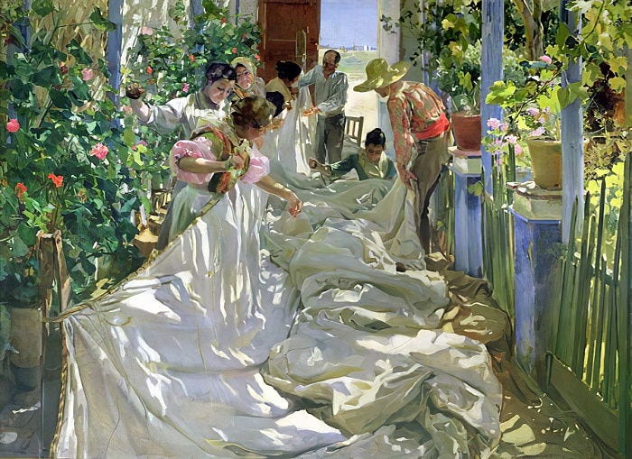Mending the Sail, 1896  by Joaquín Sorolla