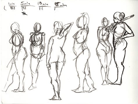 Gallery of sketch drawing showcasing a variety of different model in different poses.