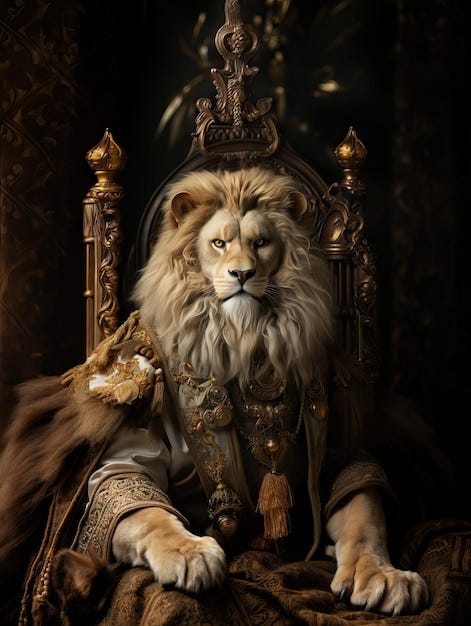 Premium AI Image | Royal lion sitting on a throne