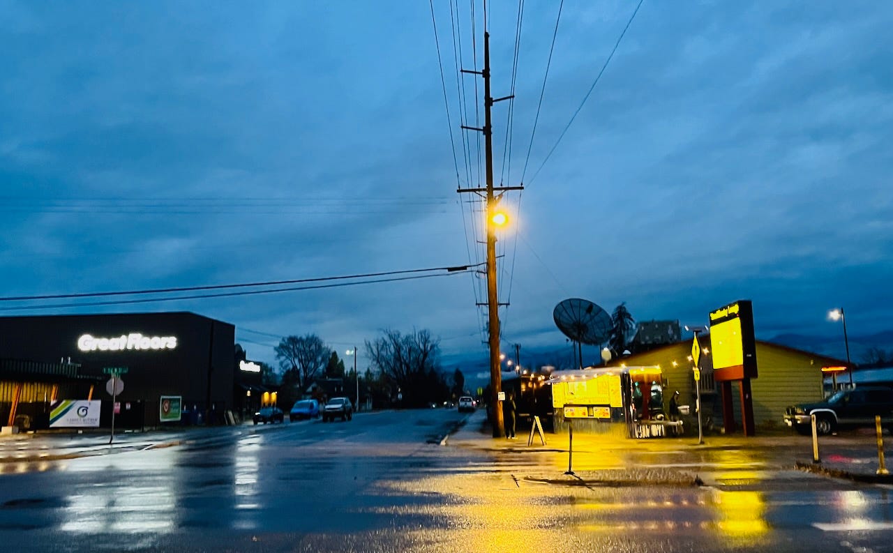 businesses on gloomy road