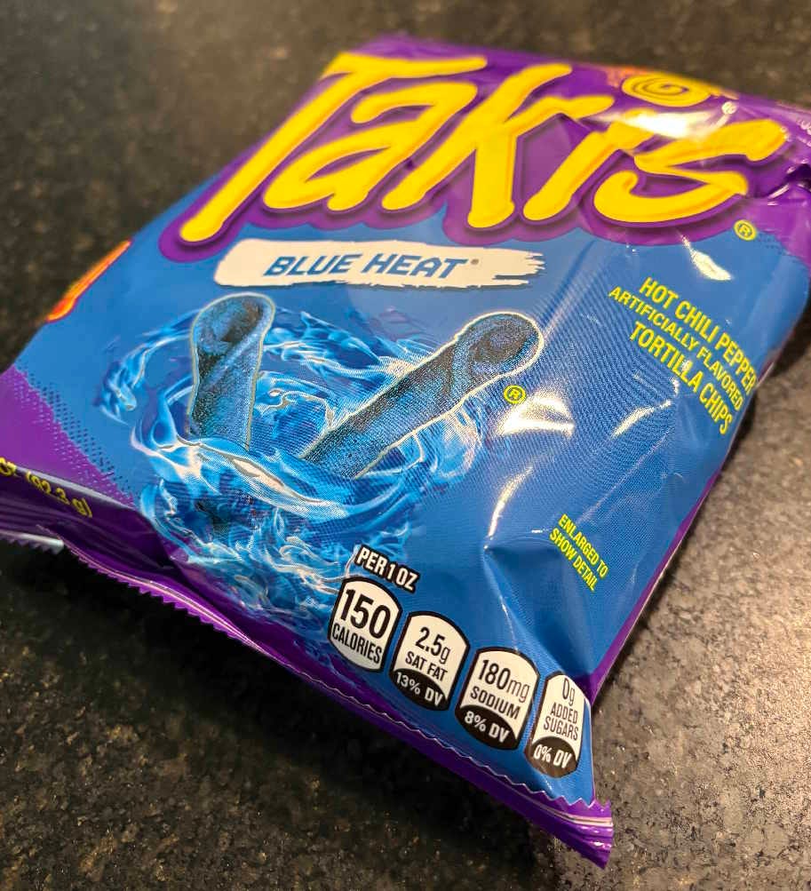 A bag of Takis Blue Heat
