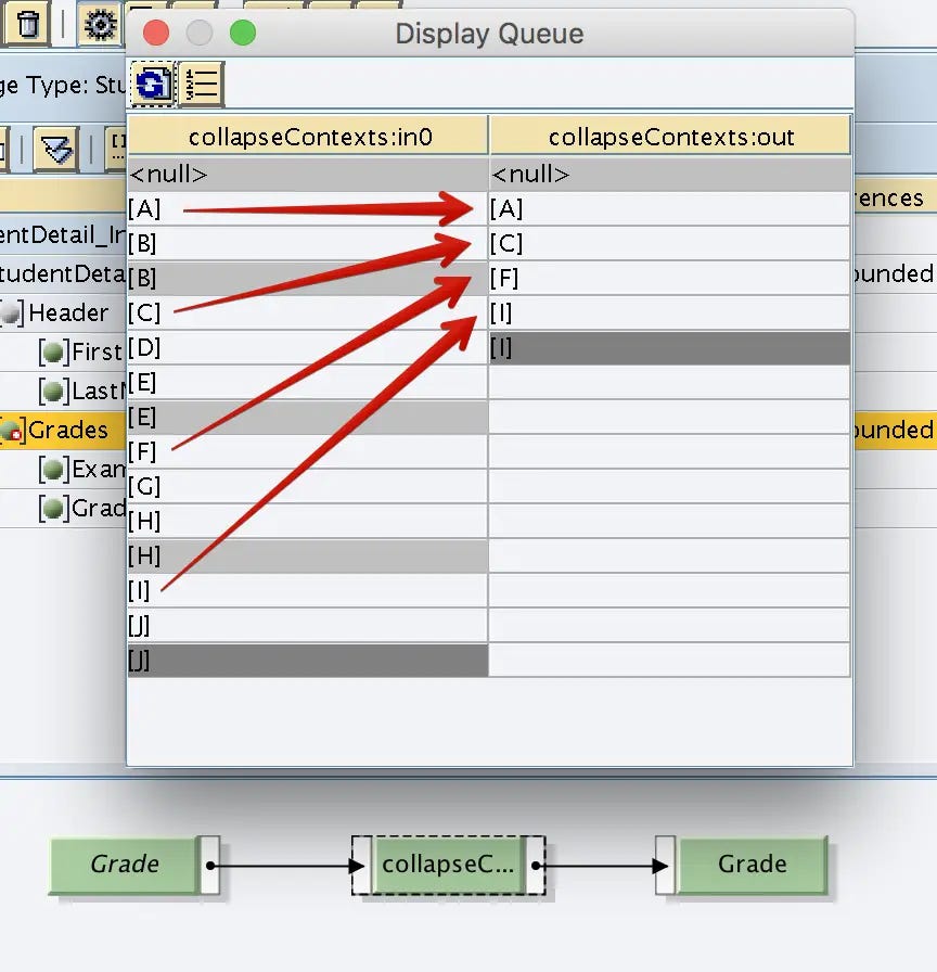 Collapse Context, copy only first value from each context to the output Collapse Context, copy only first value from each context to the output