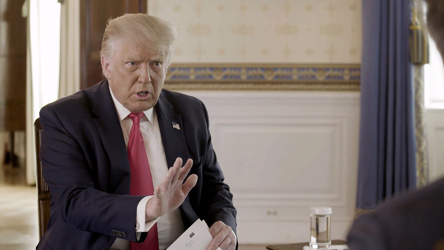 President Trump gestures as he talks during an Axios on HBO interview President Trump gestures as he talks during an Axios on HBO interview