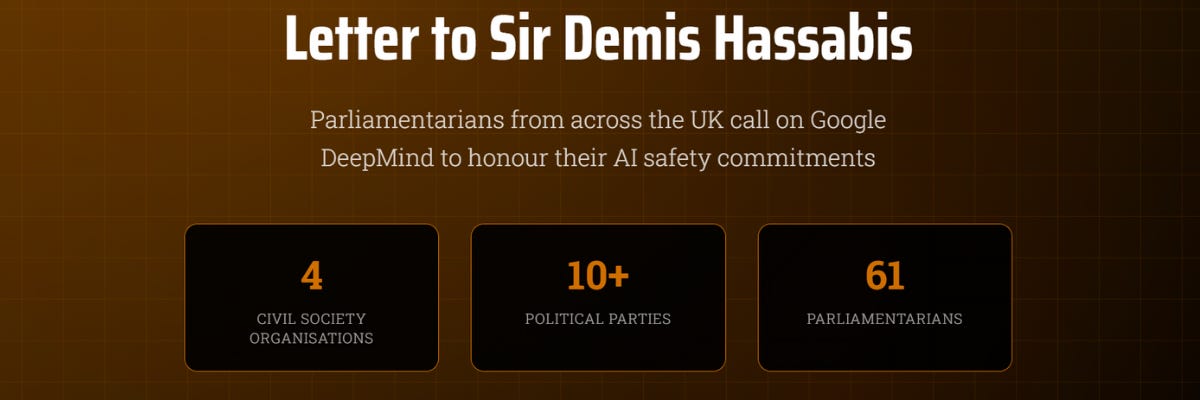 Screenshot of the Pause AI webpage of the open letter