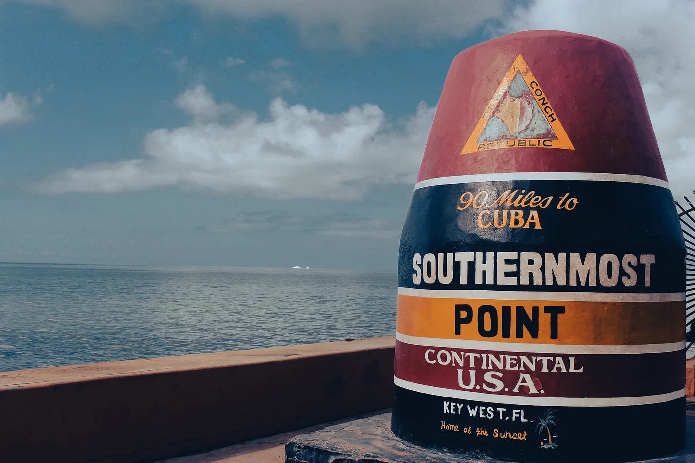 The marker for the southernmost point of the continental United States The marker for the southernmost point of the continental United States