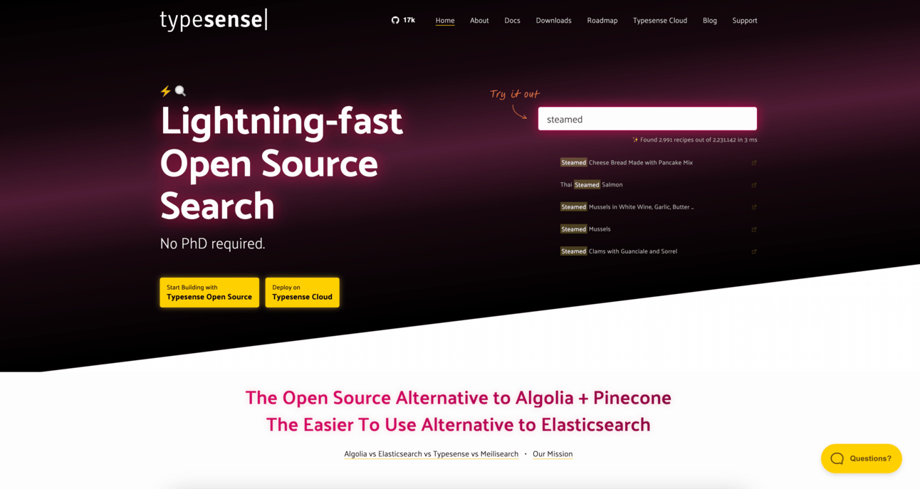 Open source alternative to Algoliaa Open source alternative to Algoliaa