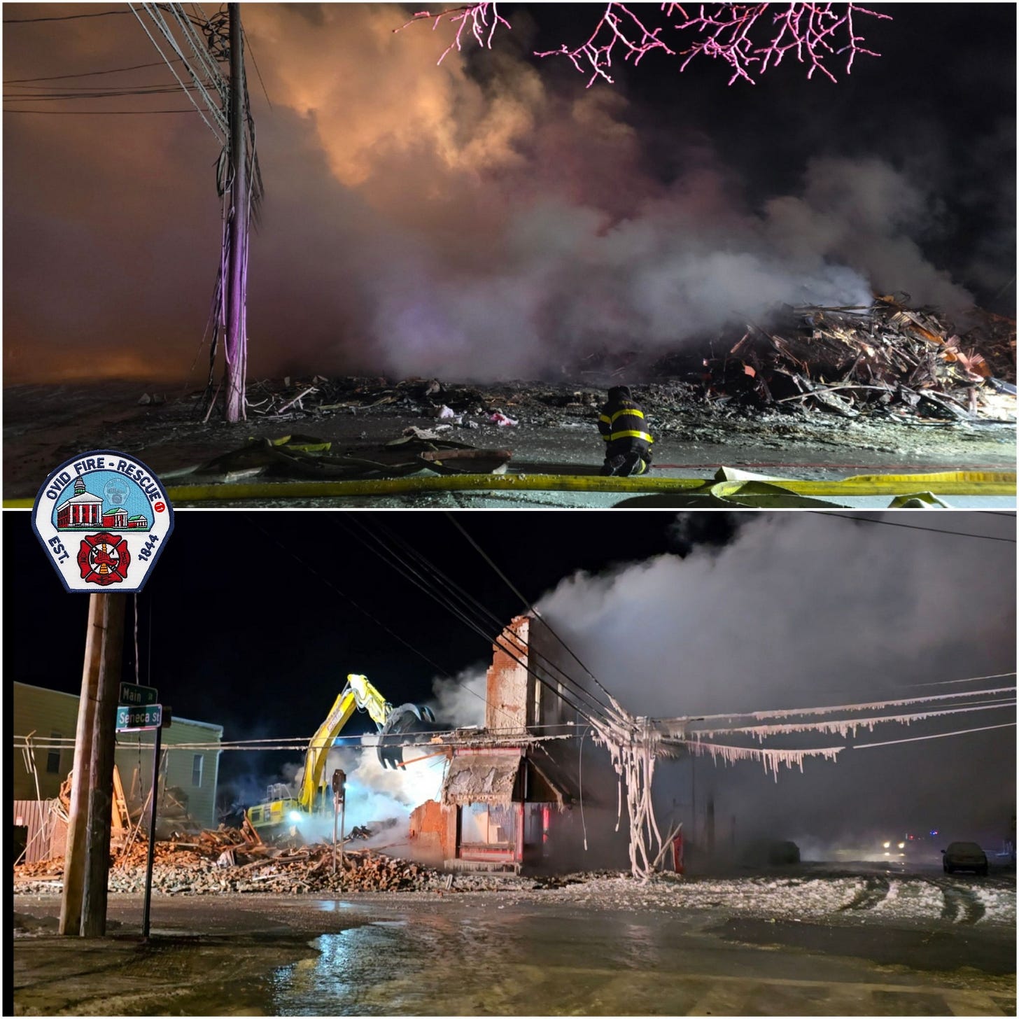 May be an image of 1 person, fire, fireworks, oil refinery and text