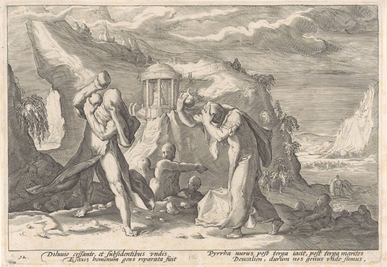 Deucalion and Pyrrha Creating a New Human Race (series title: Metamorphoses  of Ovid)