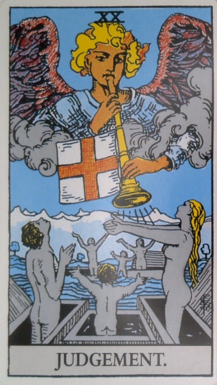 The Judgement tarot card and The Void oracle card.