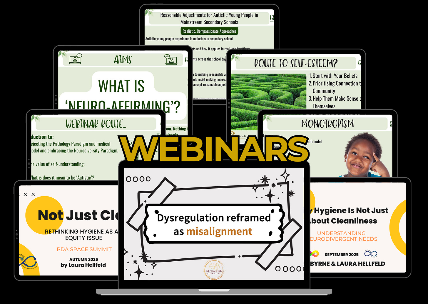 Title slides of the webinars