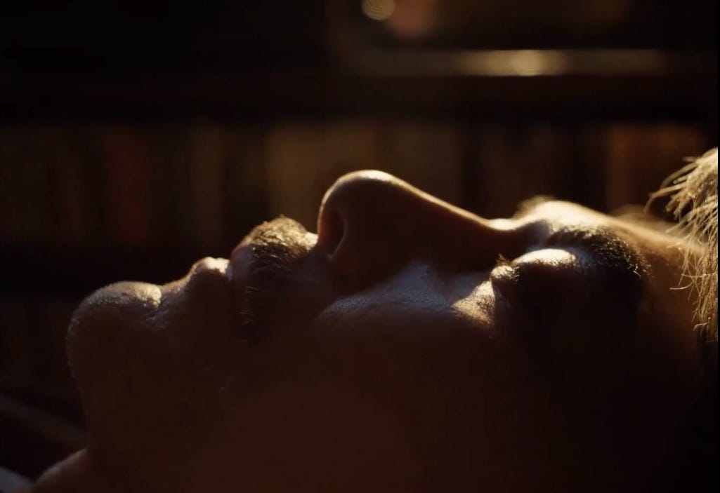 Light shapes the contours of Hirayama's sleeping face in Wim Wenders' Perfect Days.
