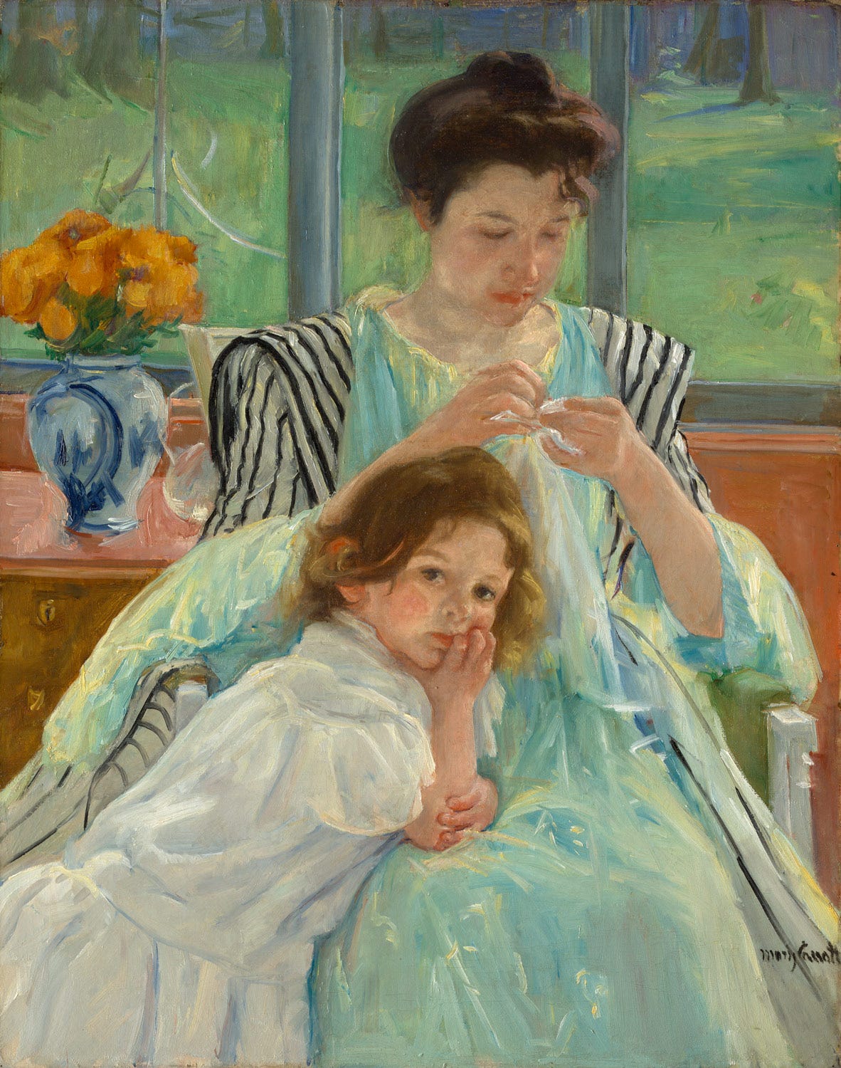 Young Mother Sewing by Mary Cassatt | Obelisk Art History