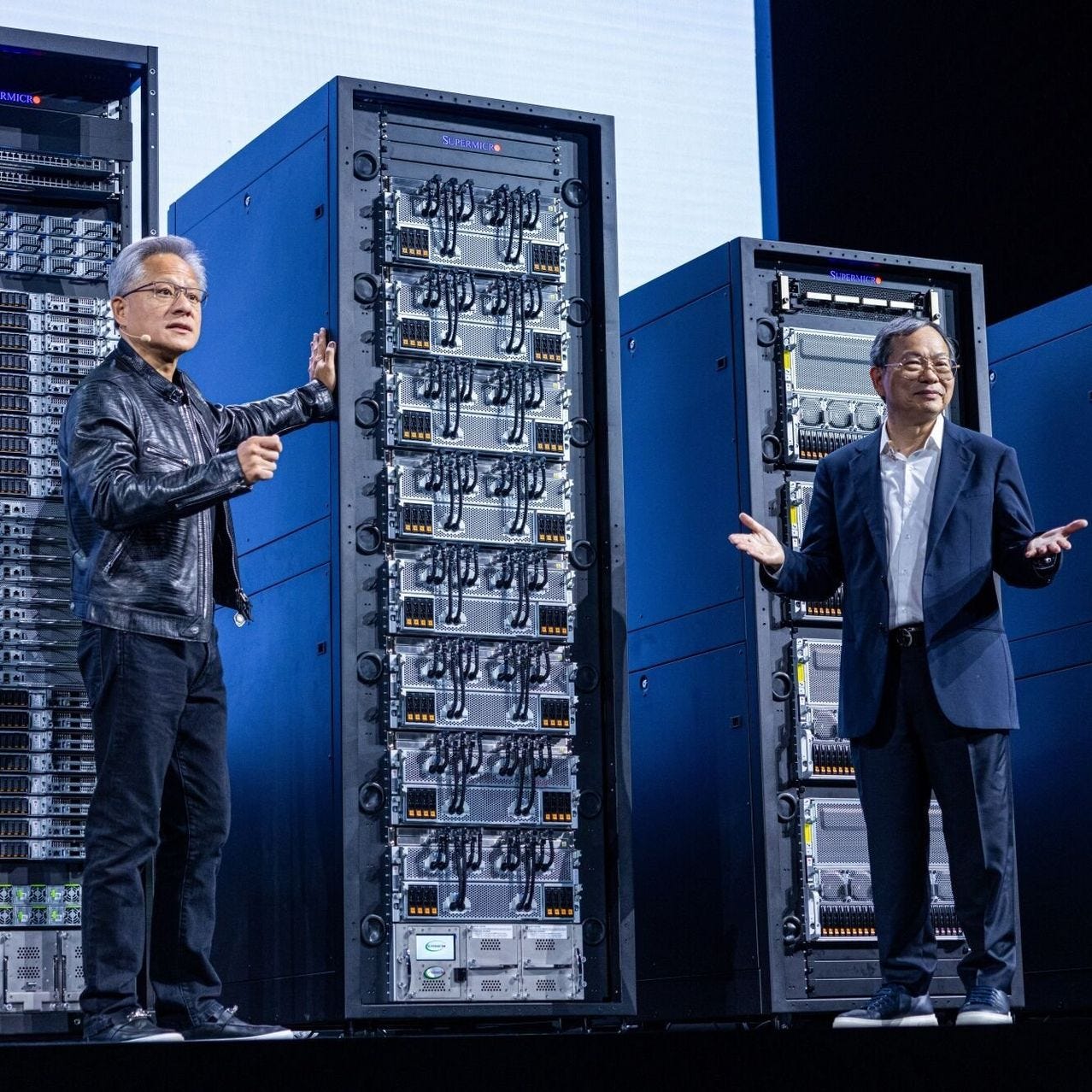 Nvidia Chief Executive Jensen Huang, in leather jacket, attended a conference in his native Taiwan this month.