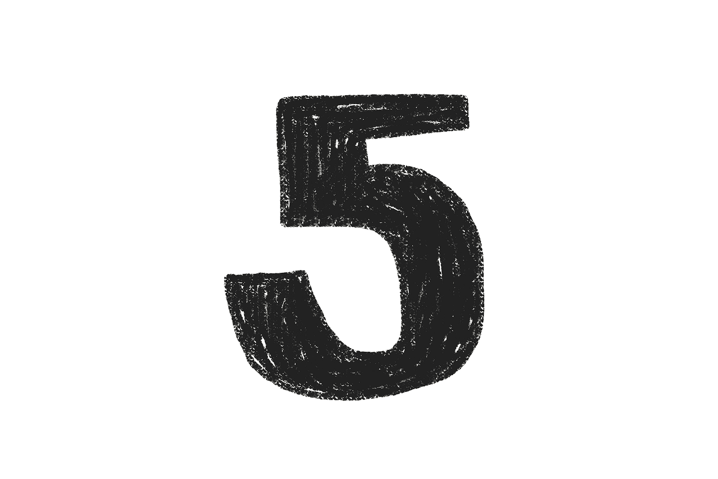 Bold, sketch-style number five on a white background, highlighting five core metrics.