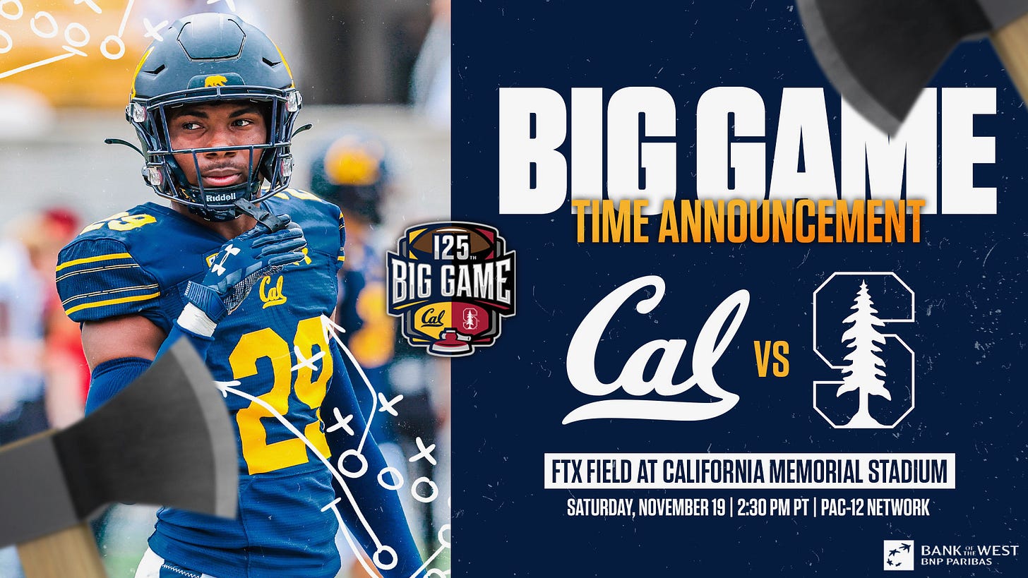 125th Big Game To Kick Off At 2:30 PM PT