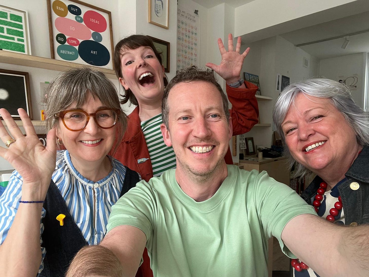 Helen Stephens, Katie Chappell, Mr Bingo and Tania Willis - Good Ship Illustration had a lovely time in London visiting the Quentin Blake Centre!
