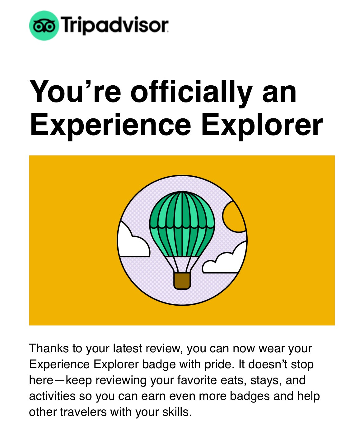 TripAdvisor Experience Explorer Award