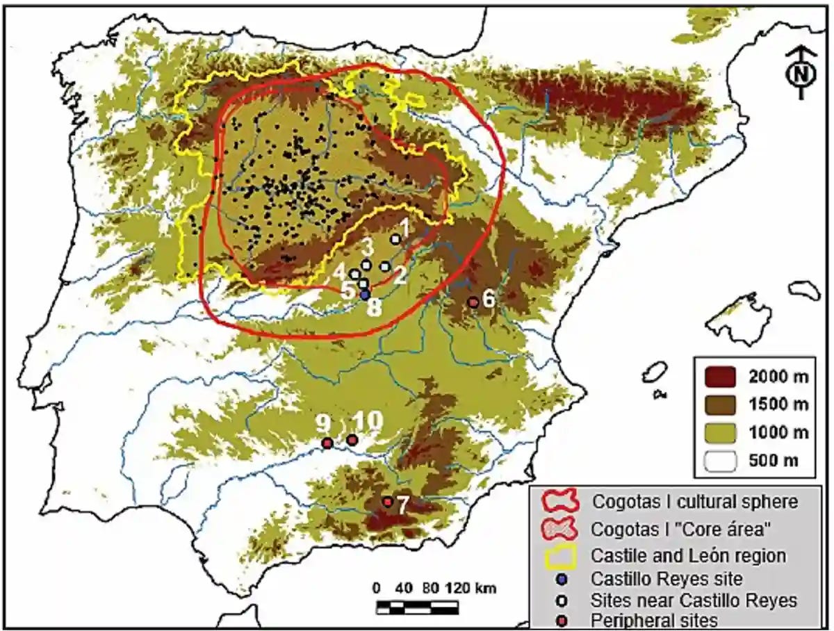 Core area, sphere of influence, and peripheral sites of the Cogotas I cultural horizon across the Iberian Peninsula. Adapted from Blanco González (2014) and José Antonio Riquelme-Cantal et al. (2026). Core area, sphere of influence, and peripheral sites of the Cogotas I cultural horizon across the Iberian Peninsula. Adapted from Blanco González (2014) and José Antonio Riquelme-Cantal et al. (2026).