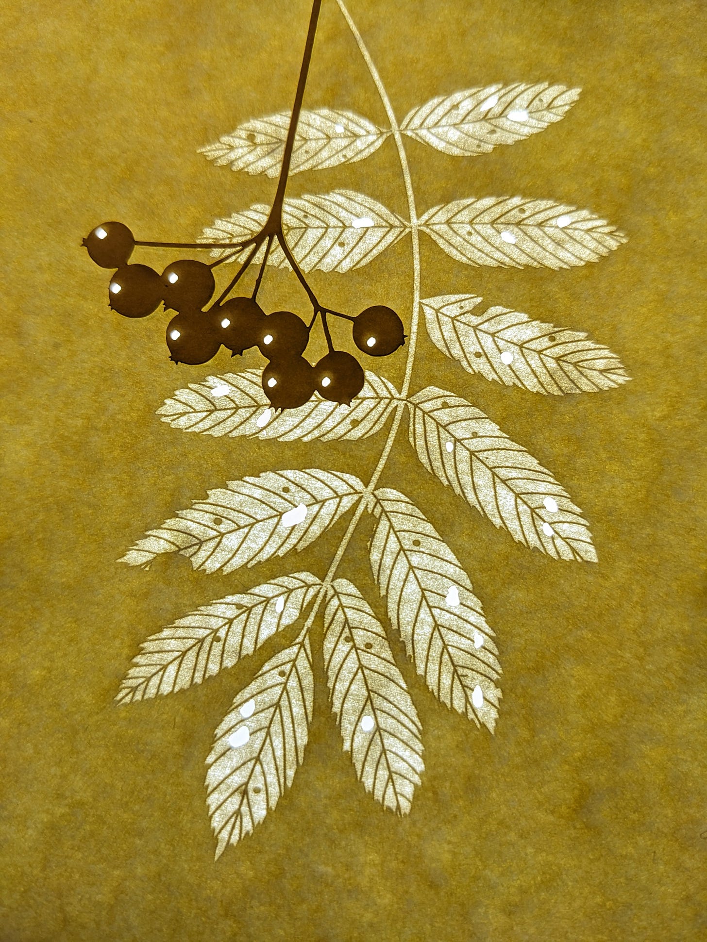 laser engraved rowan leaf design by Hannah Nunn