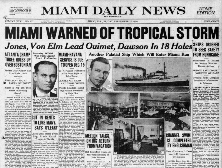The afternoon edition of the Miami Daily News on Friday, September 17,1926. The afternoon edition of the Miami Daily News on Friday, September 17,1926.