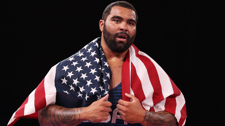 Gable Steveson celebrating