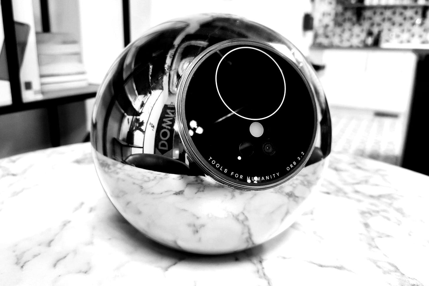 Worldcoin Orb on a table