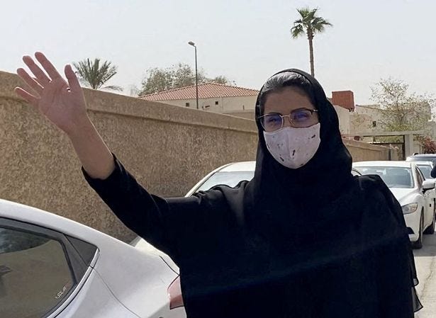 Ms al-Hathloul en route to court in Riyadh