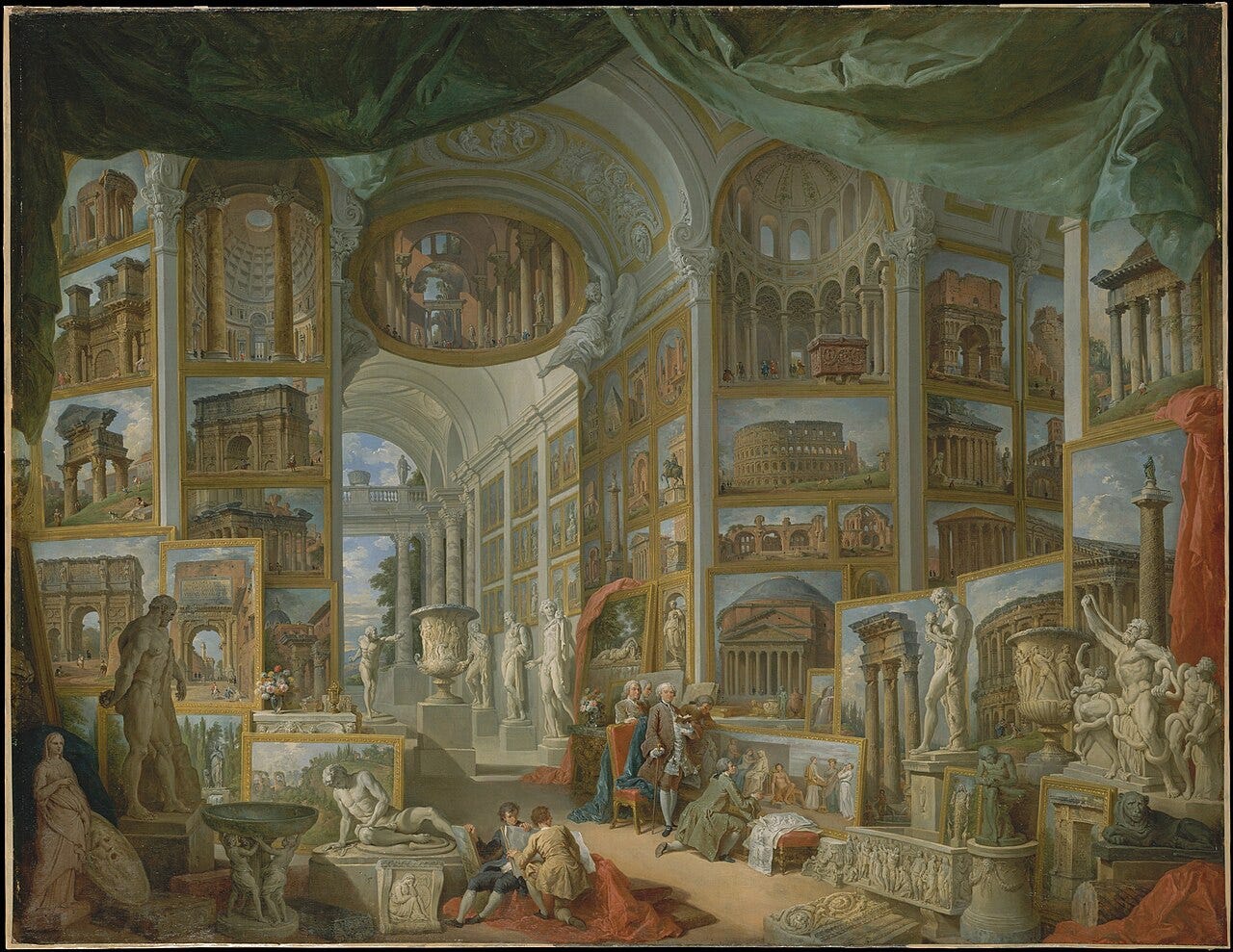 An imaginary gallery hung with views of Roman monuments An imaginary gallery hung with views of Roman monuments
