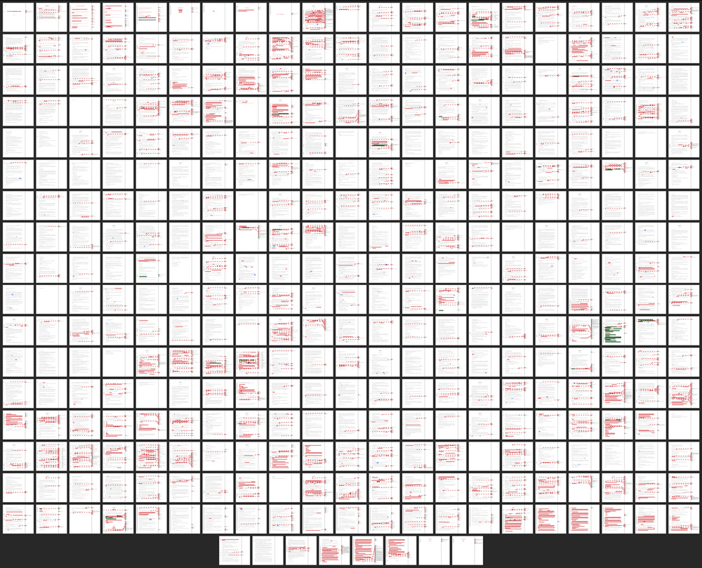 A zoomed out view of my edits in Word