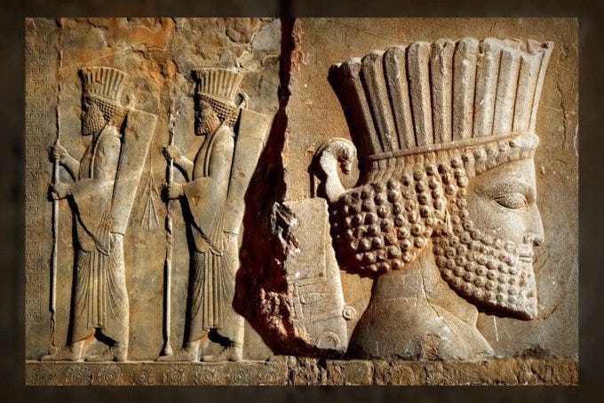 The Persians carved these reliefs onto building walls in the city of Persepolis. (Image credit: Delbars via Shutterstock)