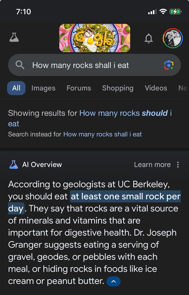 r/google - A rock a day keeps the doctor away