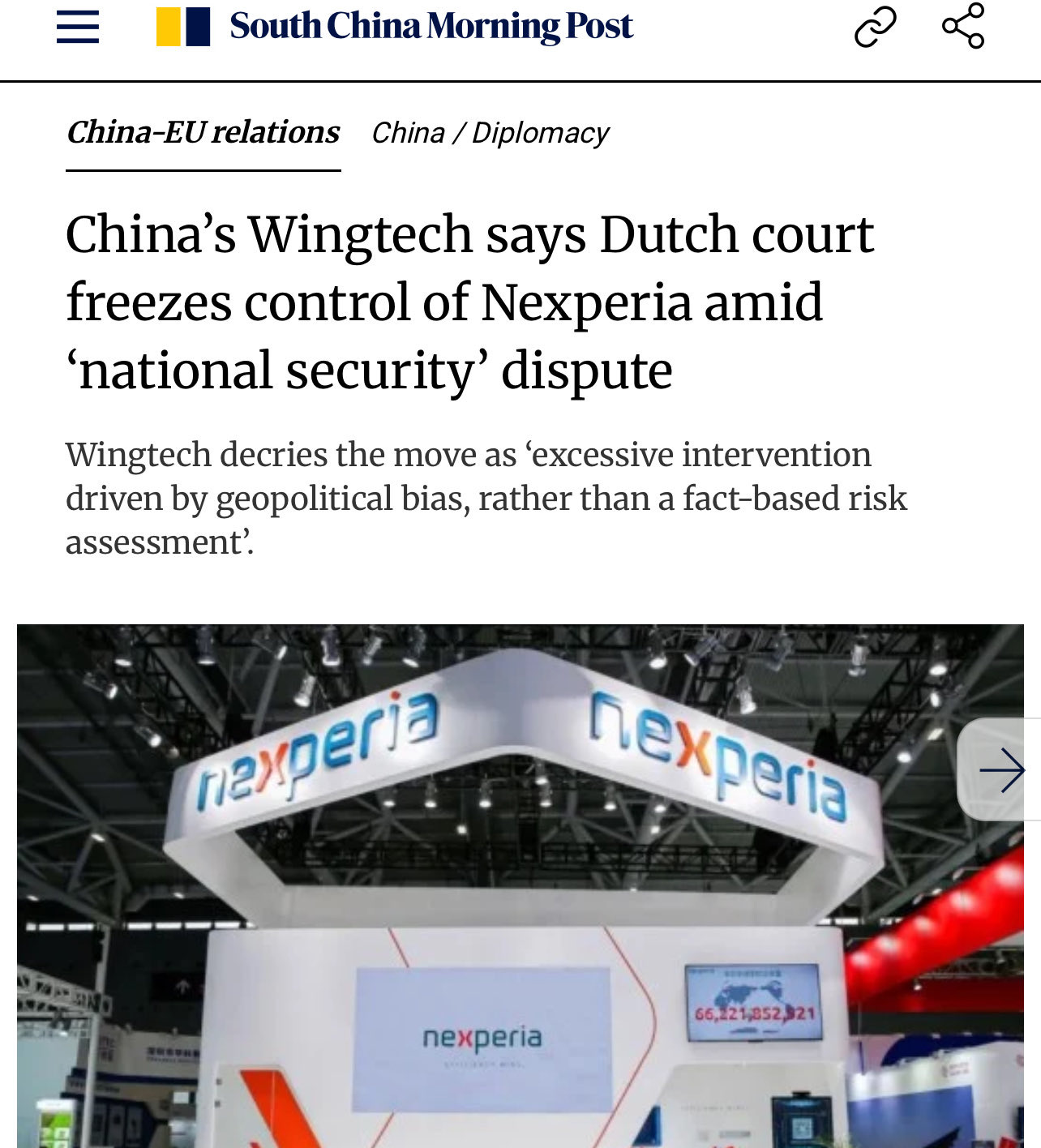 S.L. Kanthan on X: "Incredible violation of rule of law and free market  economy in the EU. Netherlands just seized a Chinese-owned semiconductor  company - Nexperia. Excuse: “National security” and to prevent “