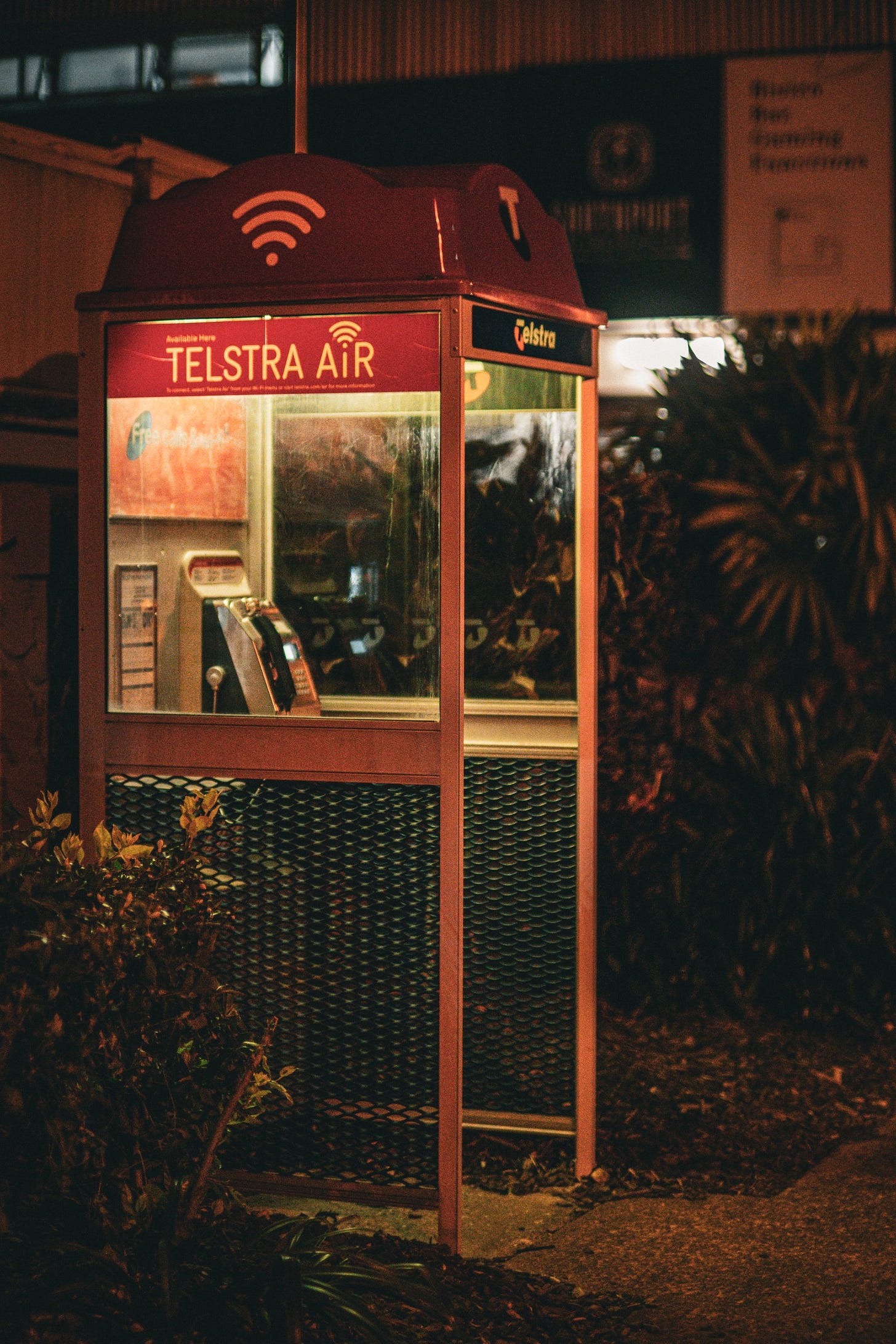 Telstra Air Phone Booth at Night