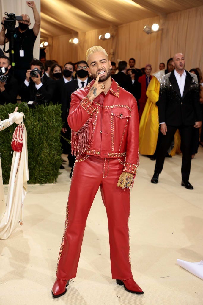 Maluma in Versace at the 2021 Met ala