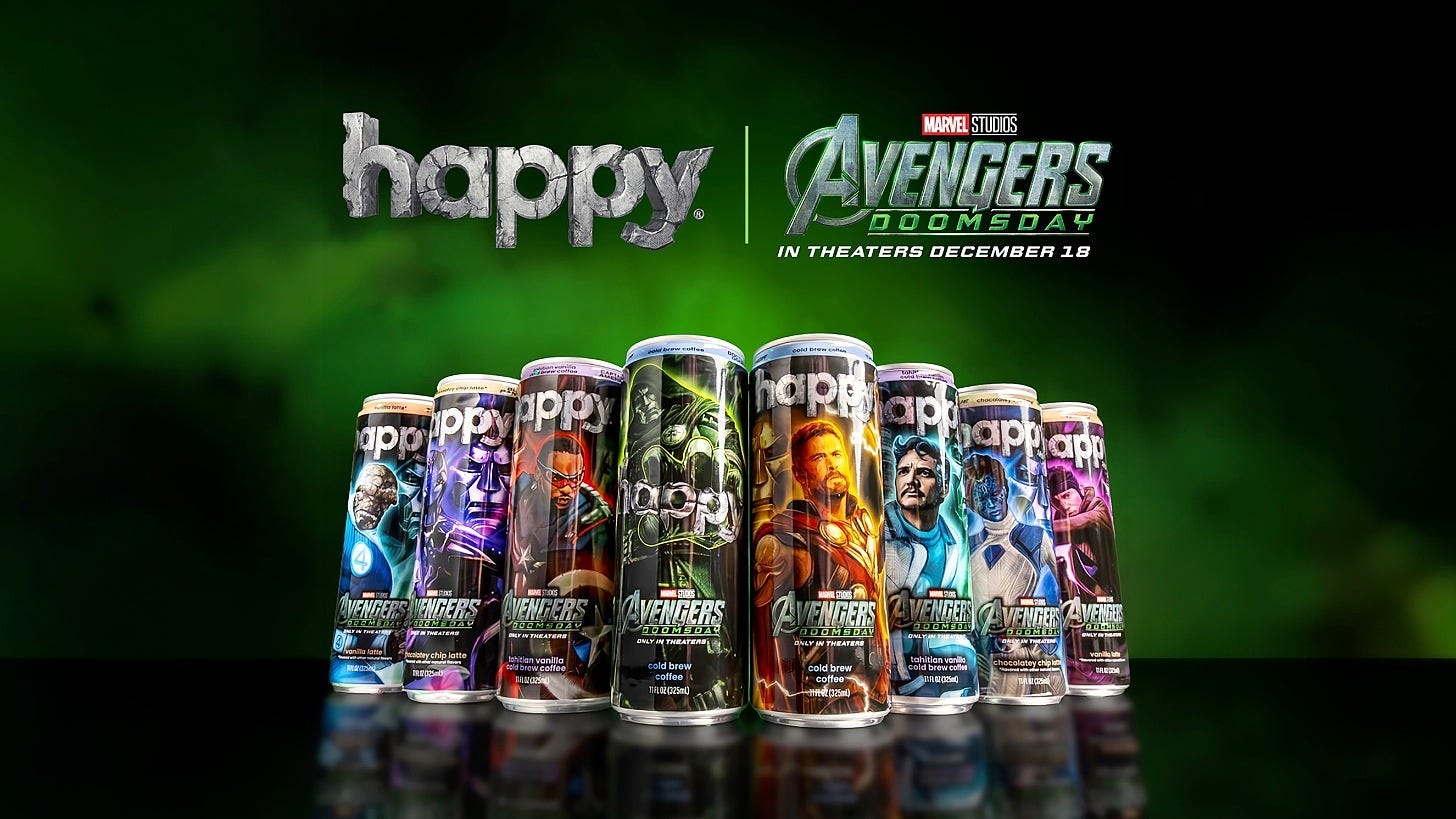 Happy's Avengers: Doomsday collector cans. Image: Happy